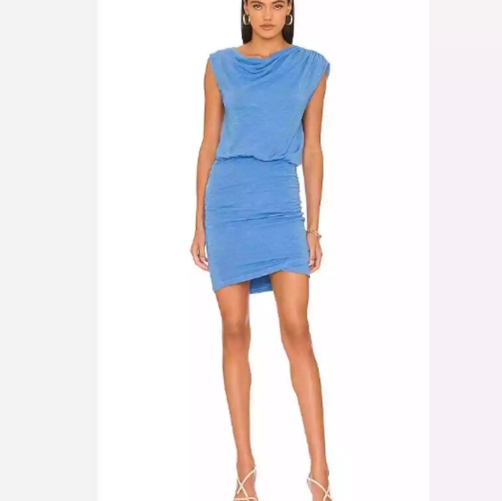 NEW tags Monrow Supersoft Cowl Shirred Wrap Dress